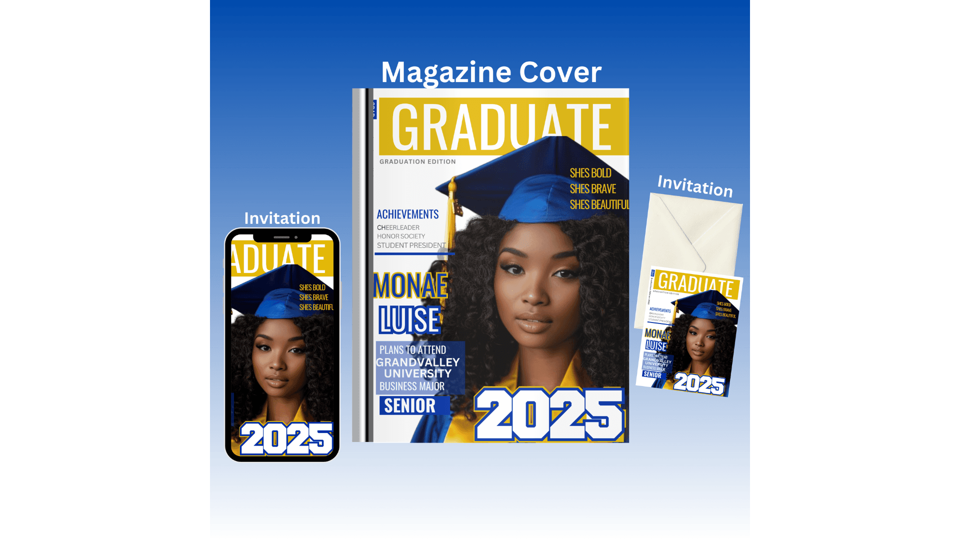 Editable Grad Magazine & Invitation Templates