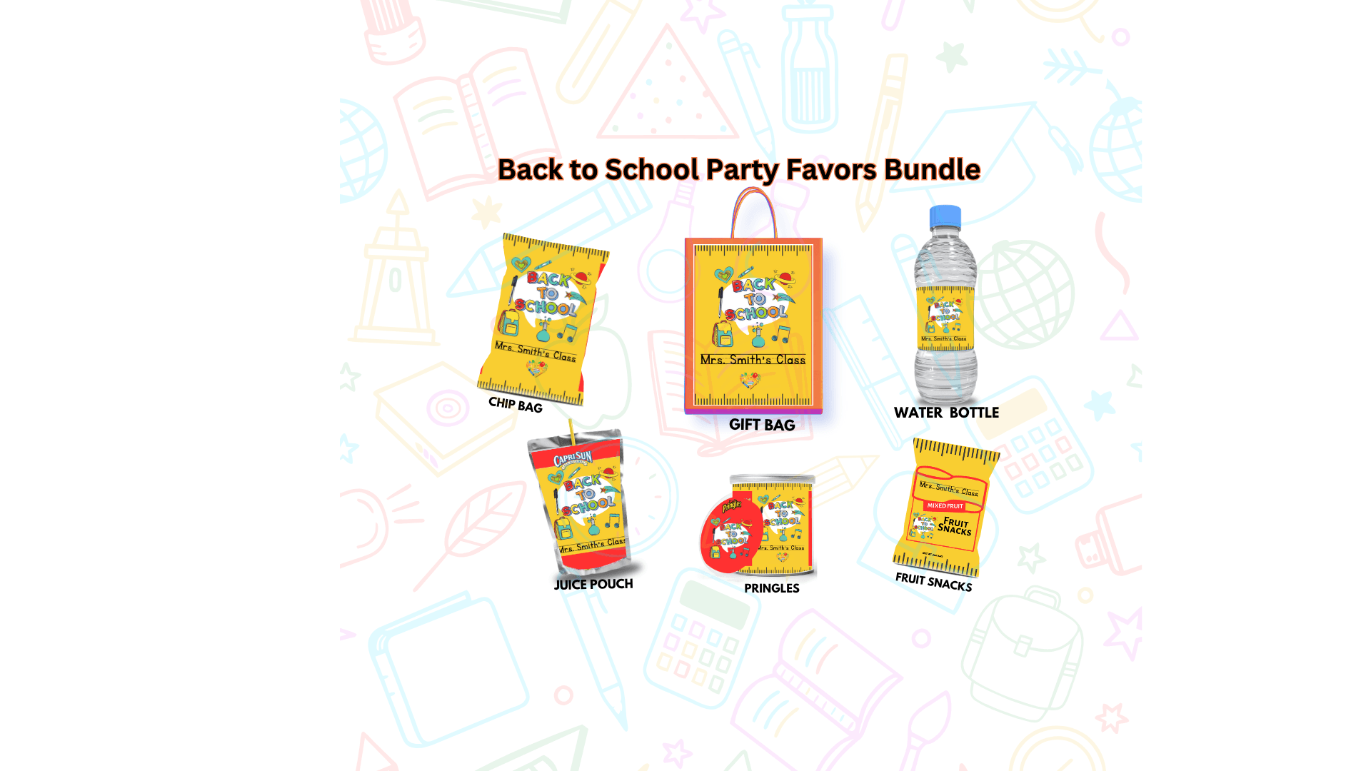 Back to School Party Favor Bundle – Editable Set