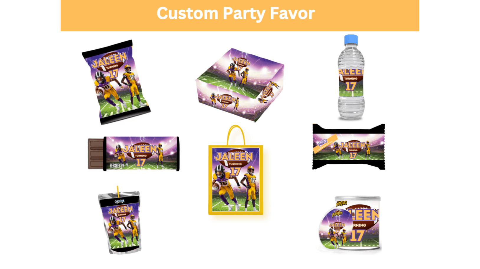 Editable 8-piece Sports Party Favor Bundle