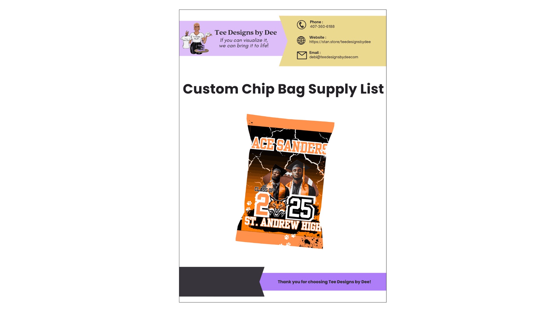 FREE Chip Bag Supply List