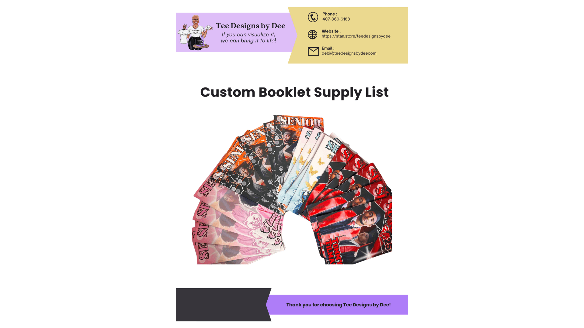 FREE Custom Grad Booklet Supply List
