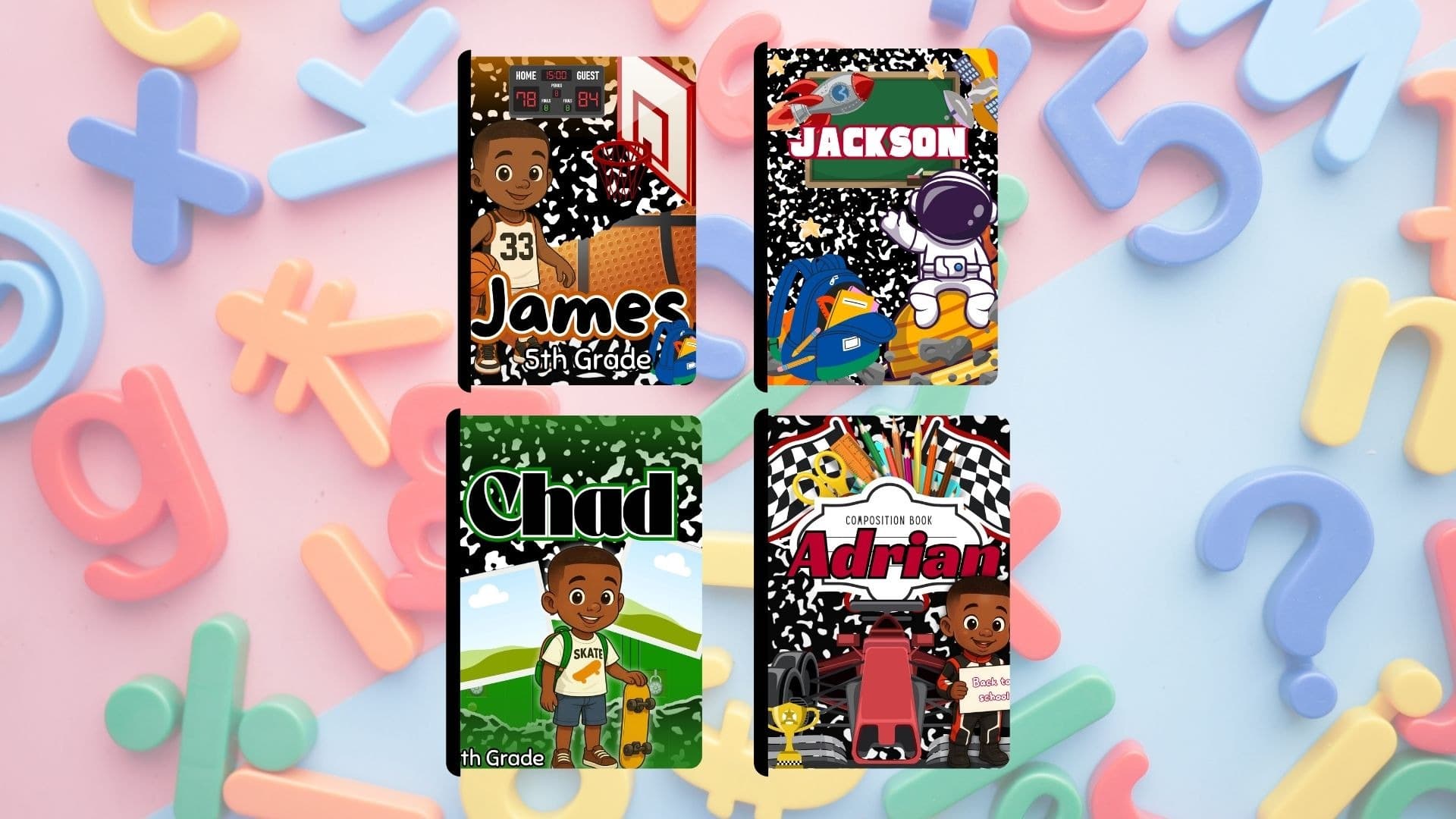 8 Editable Compositon Notebook Covers 