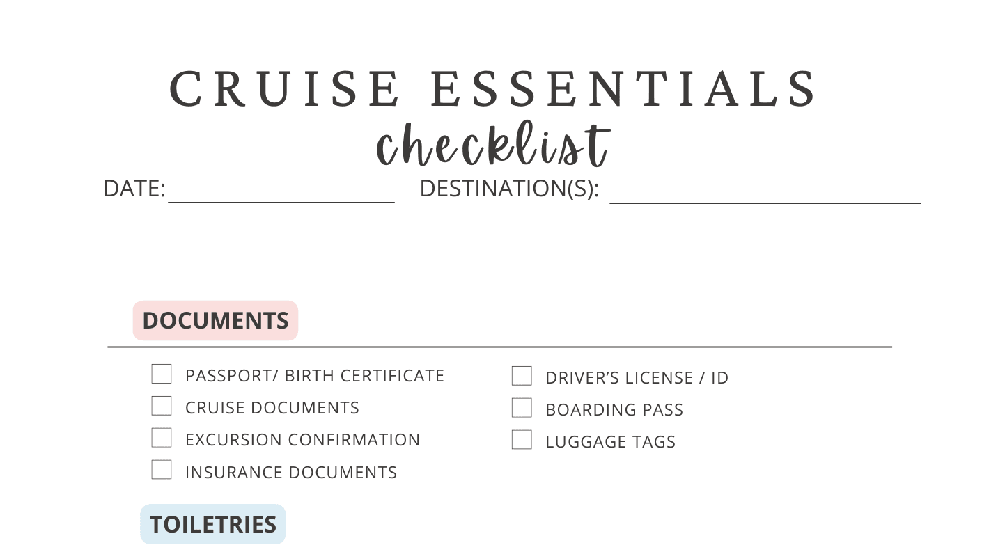 FREE Ultimate Cruise Essentials Checklist