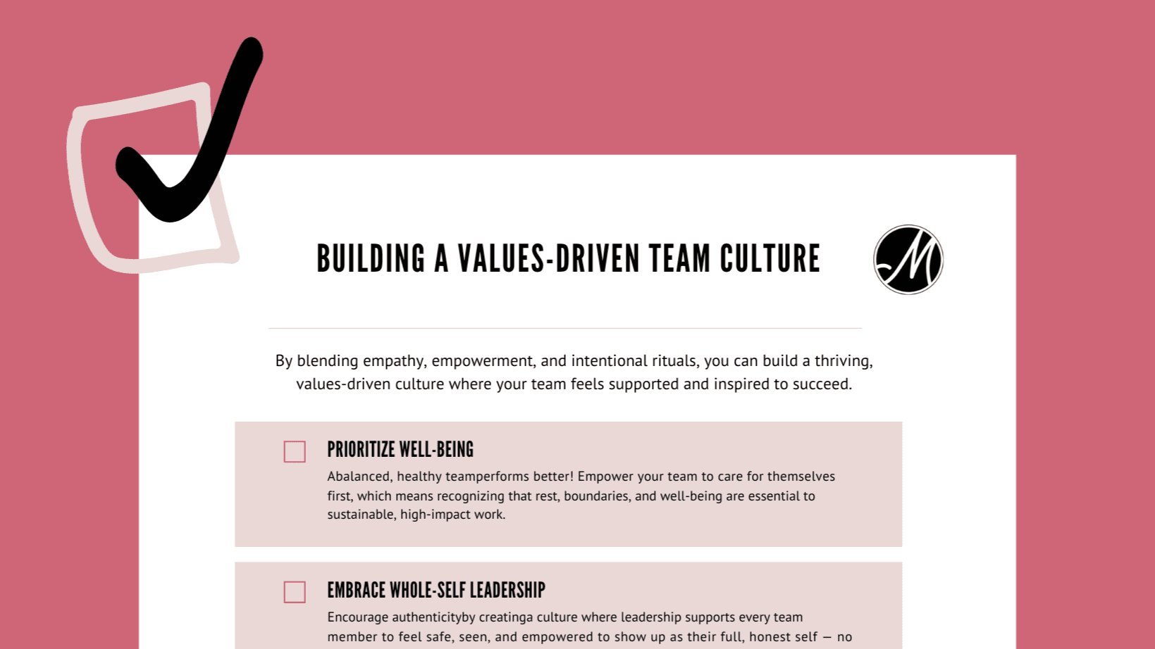 FREE 5 Keys to Values-Driven Team Culture