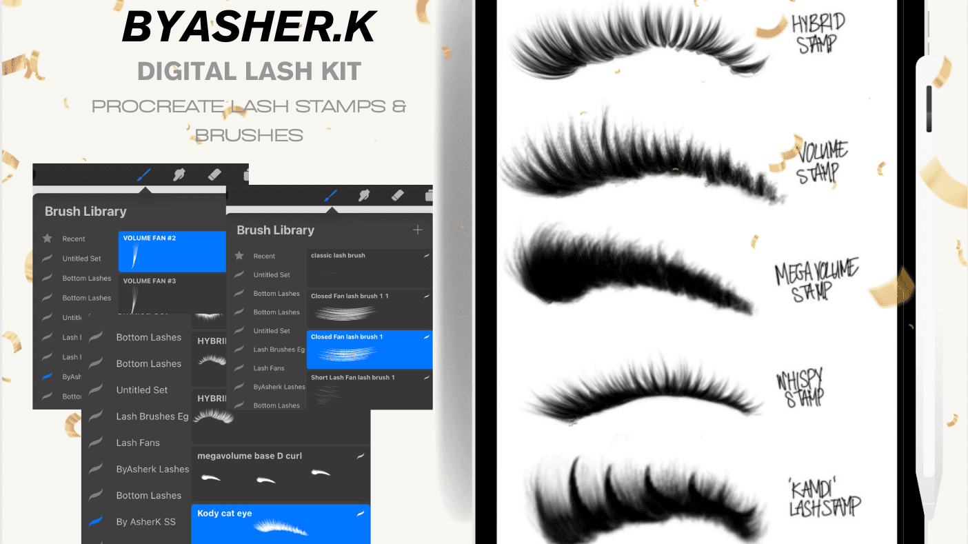 BYASHER.K DIGITAL LASH STAMPS AND BRUSH KIT