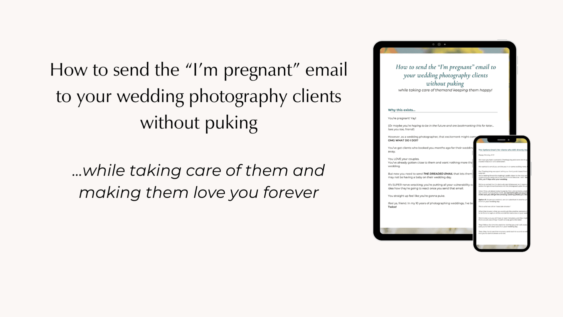 Send the “I’m pregnant” email to wedding clients🤢