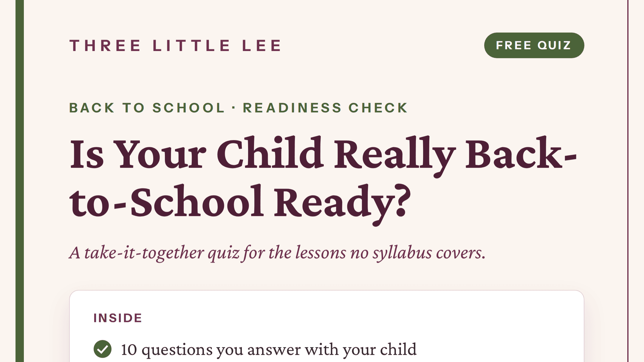 Back to school Readiness Check