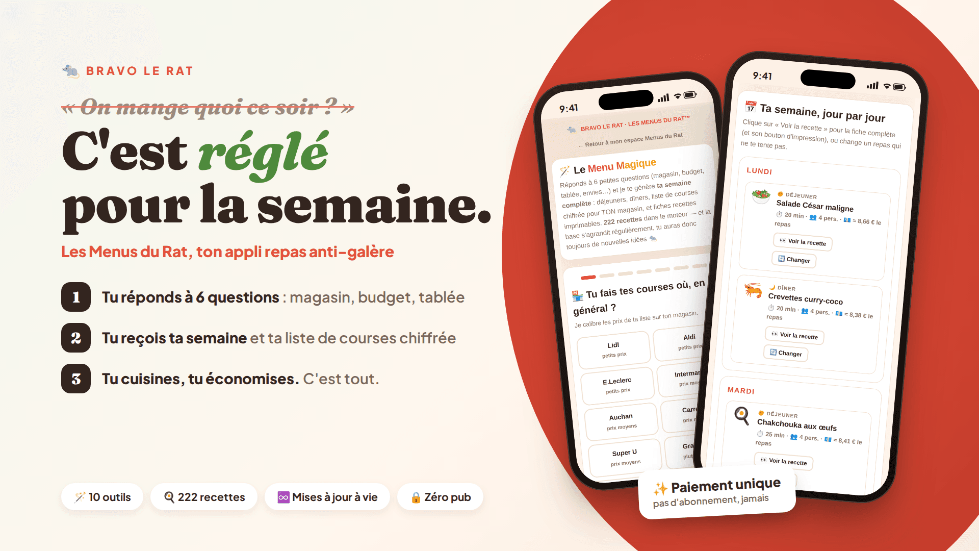 Les Menus du Rat 🐀 — ta semaine de repas générée pour toi