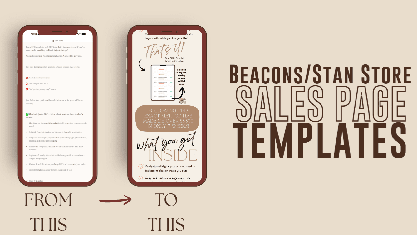Stan Store / Beacons Sales Page Templates