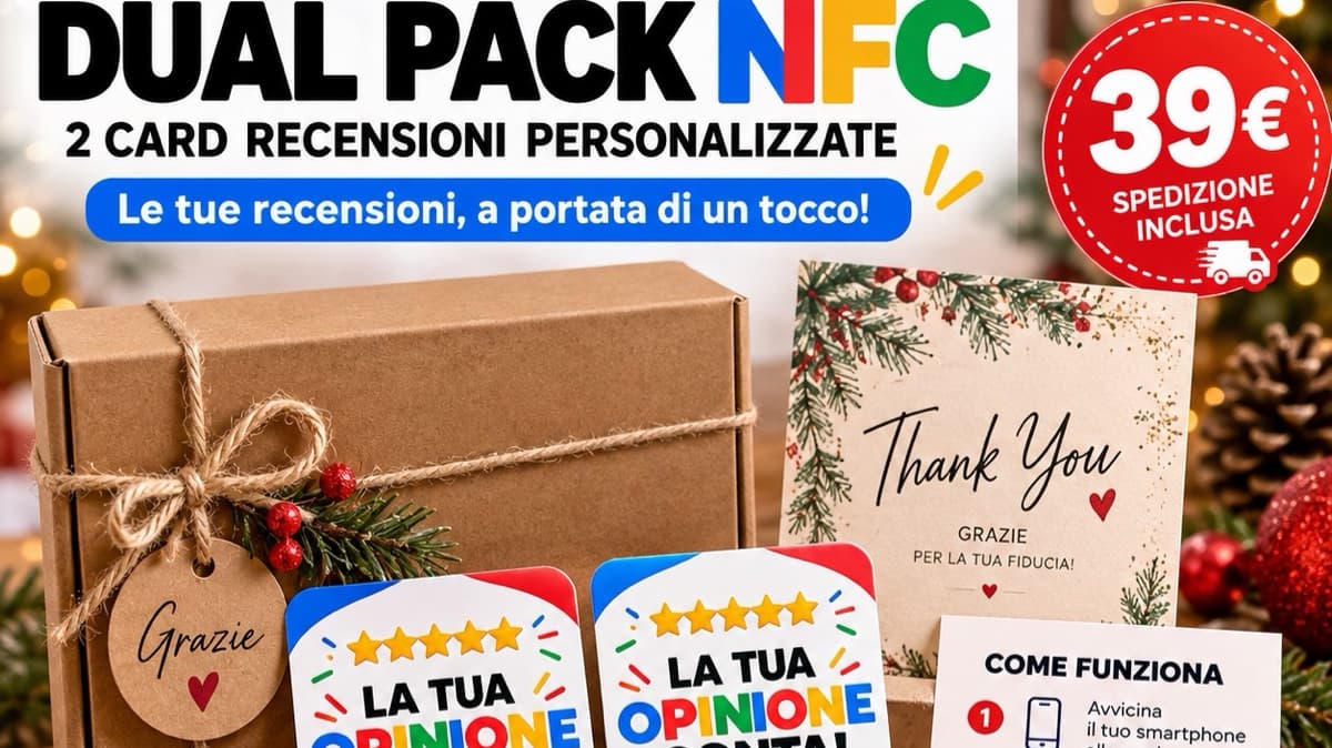 ⭐ DUAL PACK NFC – 2 CARD RECENSIONI GOOGLE