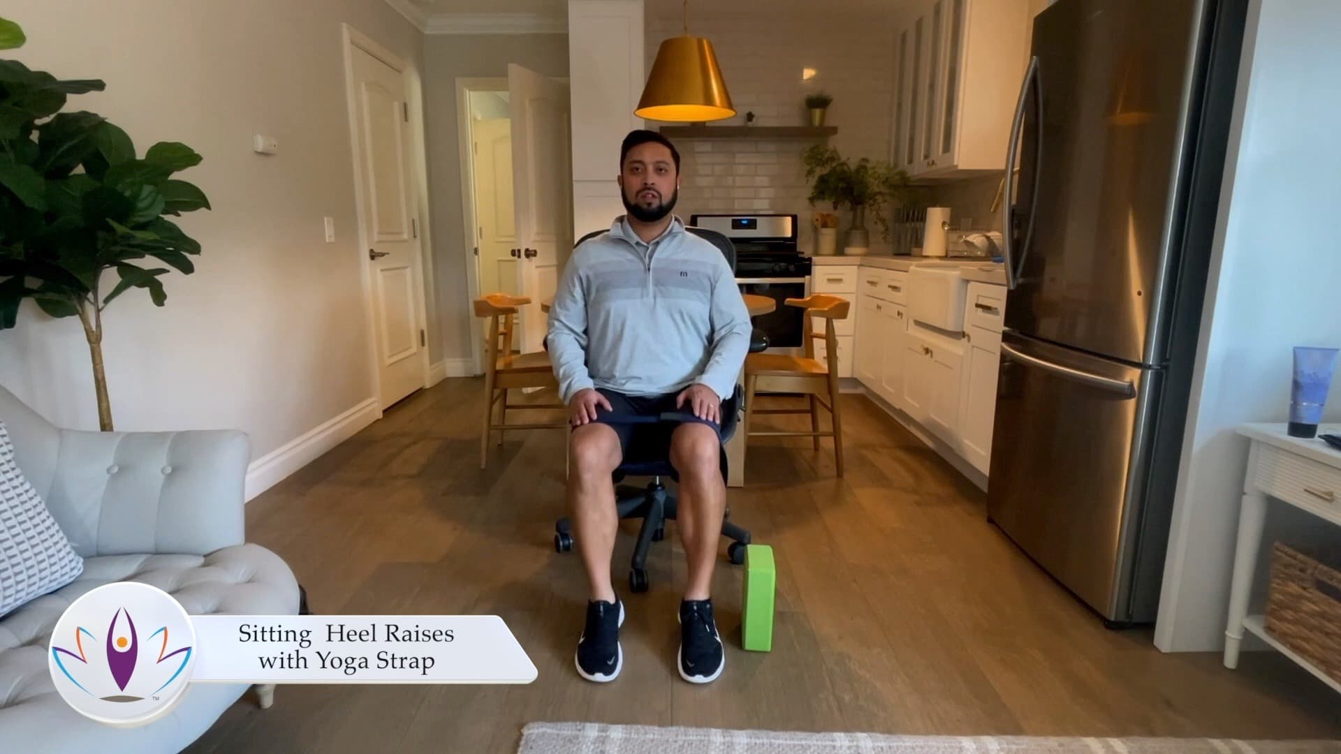 Sitting Heel Raises with Yoga Strap