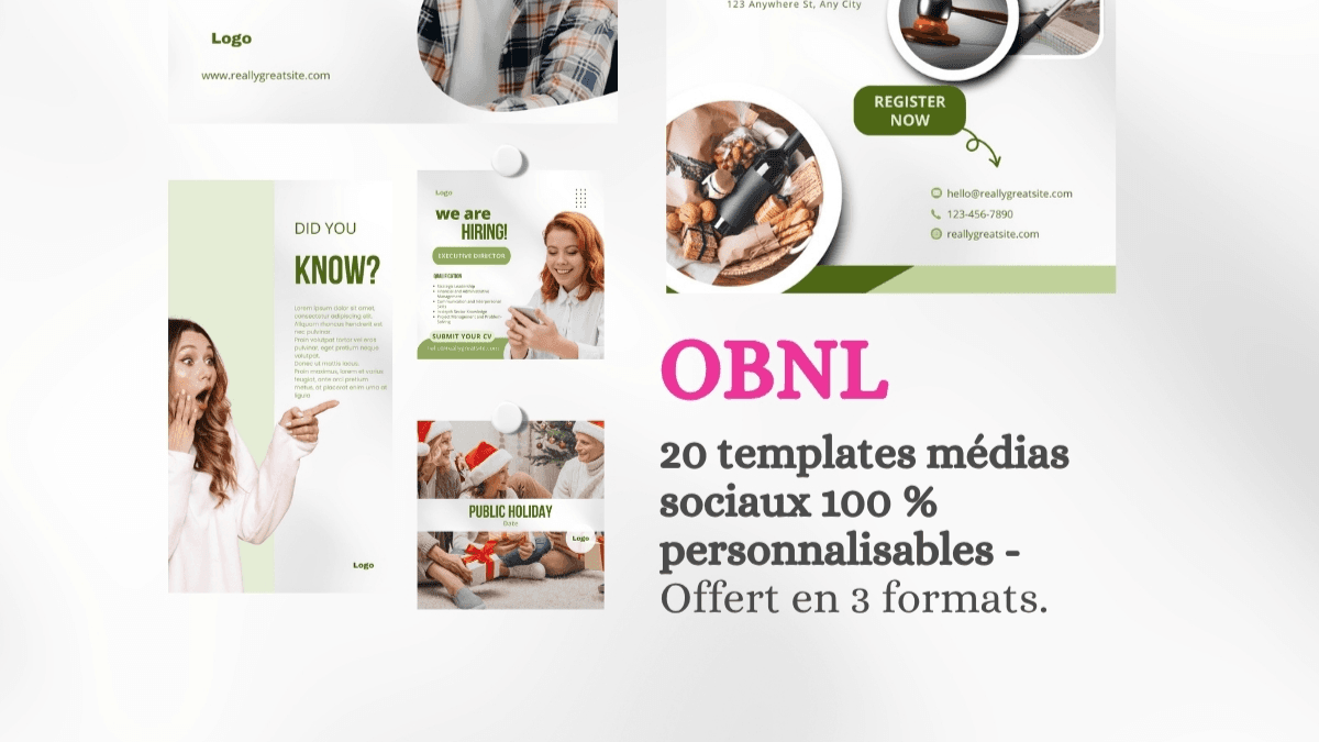 20 templates médias sociaux 100 % personnalisables