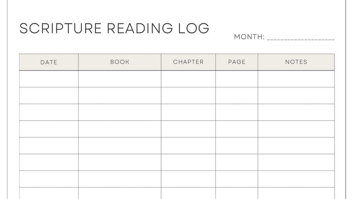 Scripture Reading Log Tracker 