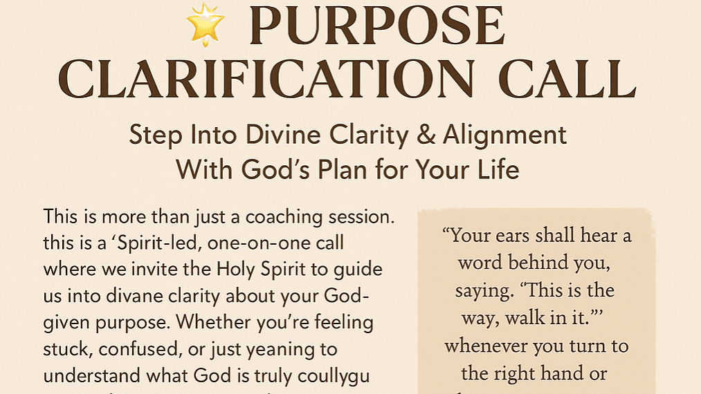 Book a 1:1  PROPHETIC PURPOSE CLARIFICATION CALL