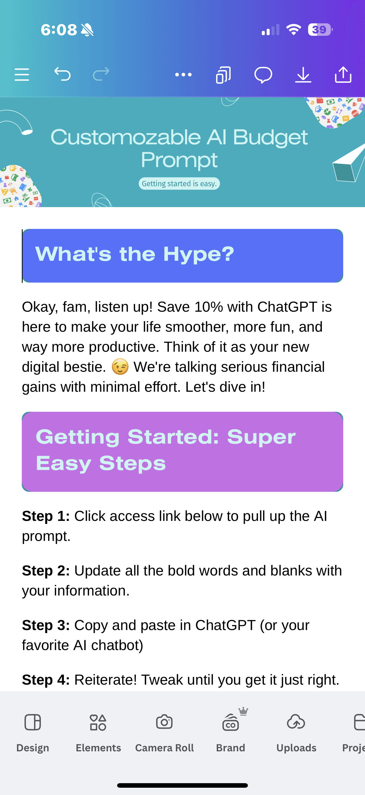 FREE Customizable AI budget prompt