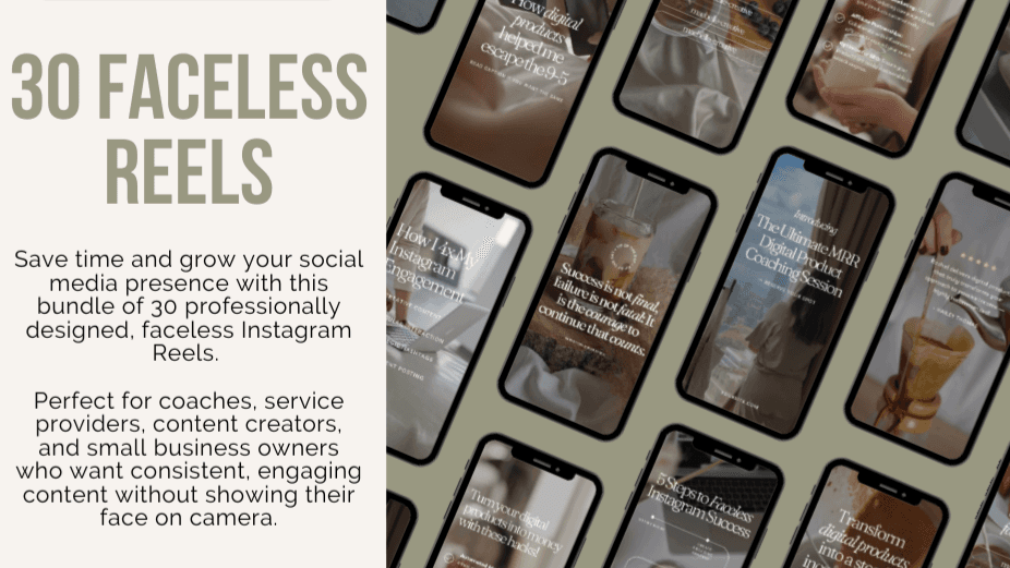 30 Faceless Reels – Editable Canva Template 