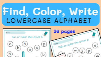 Find, color and Write (Lowercase Letters)