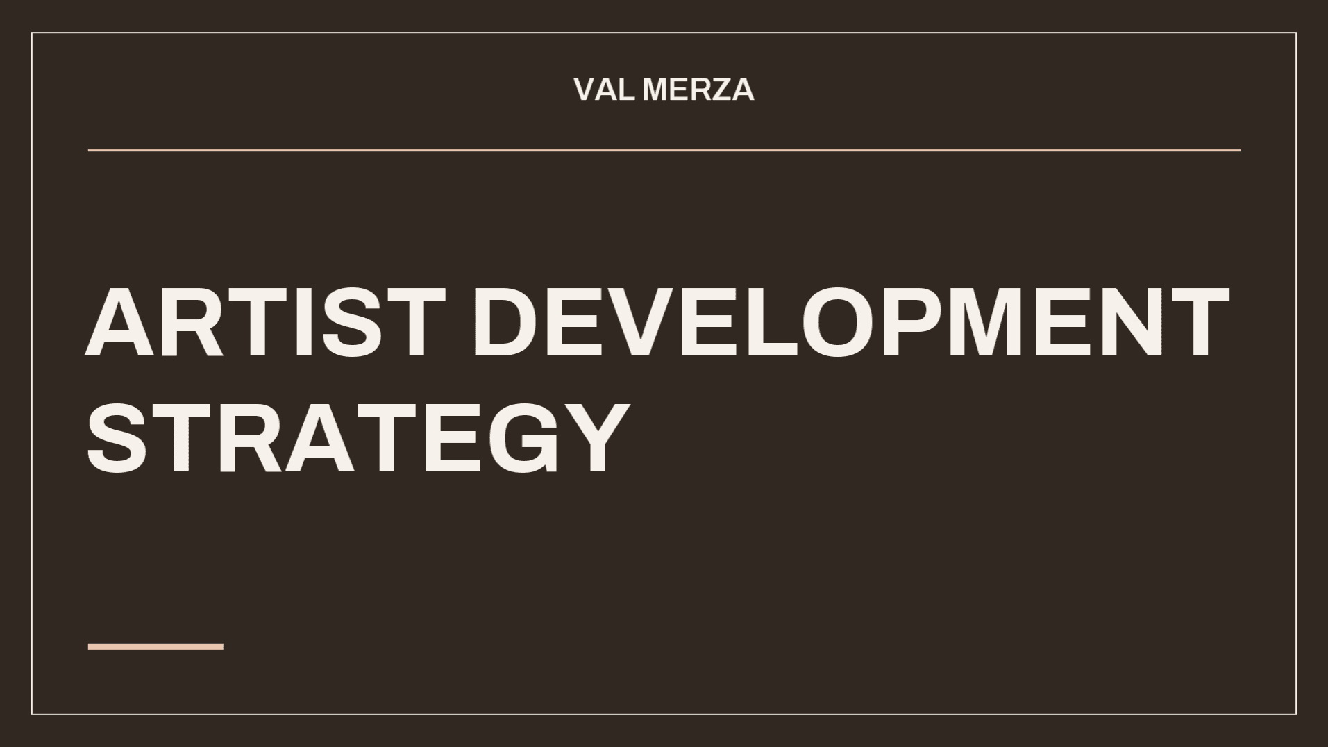 Artist Development Strategy Session