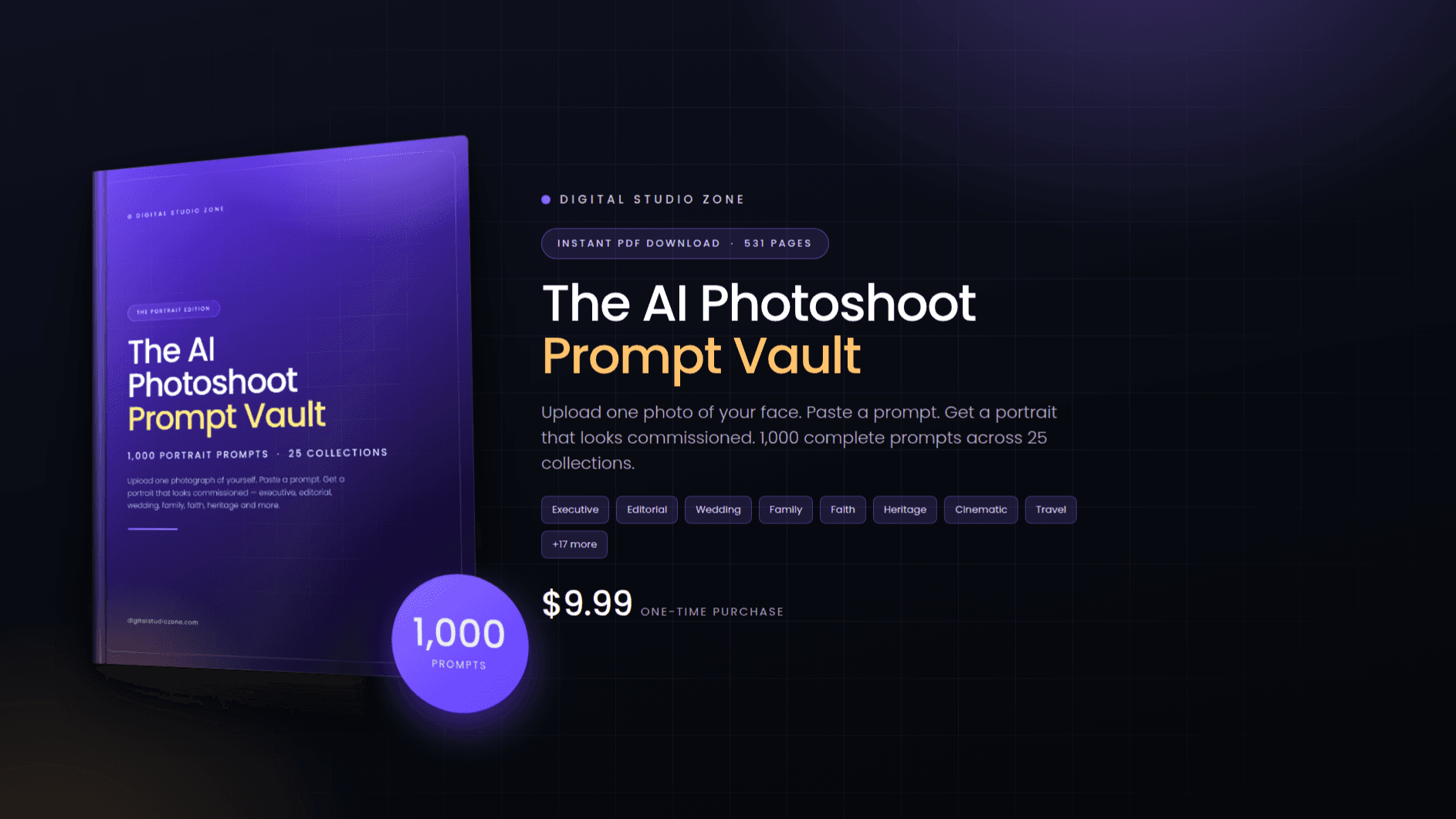 The AI Photoshoot Prompt Vault — 1,000 Prompts