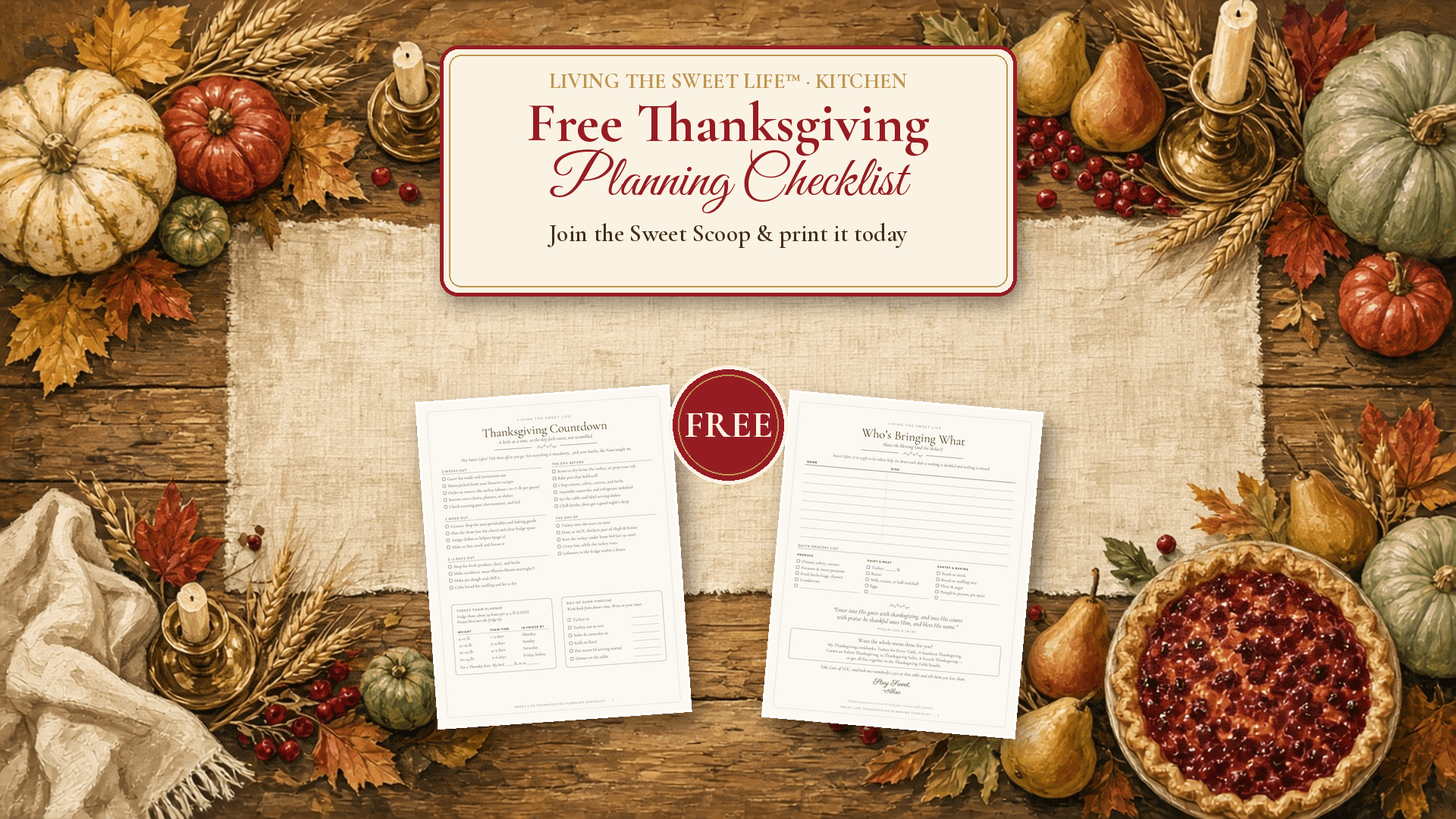 Free Thanksgiving Planning Checklist