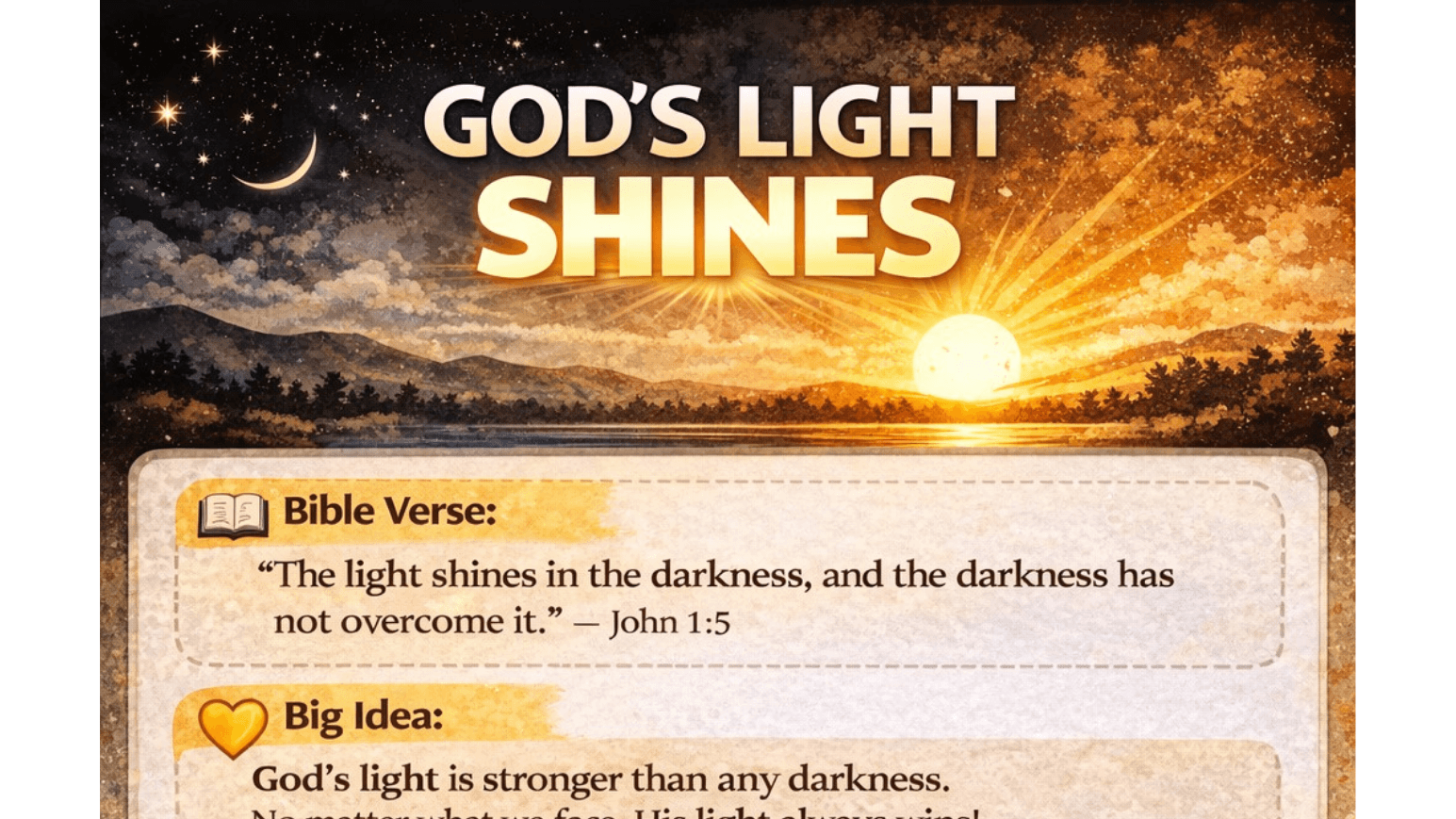 God's Light Shines Lesson Page