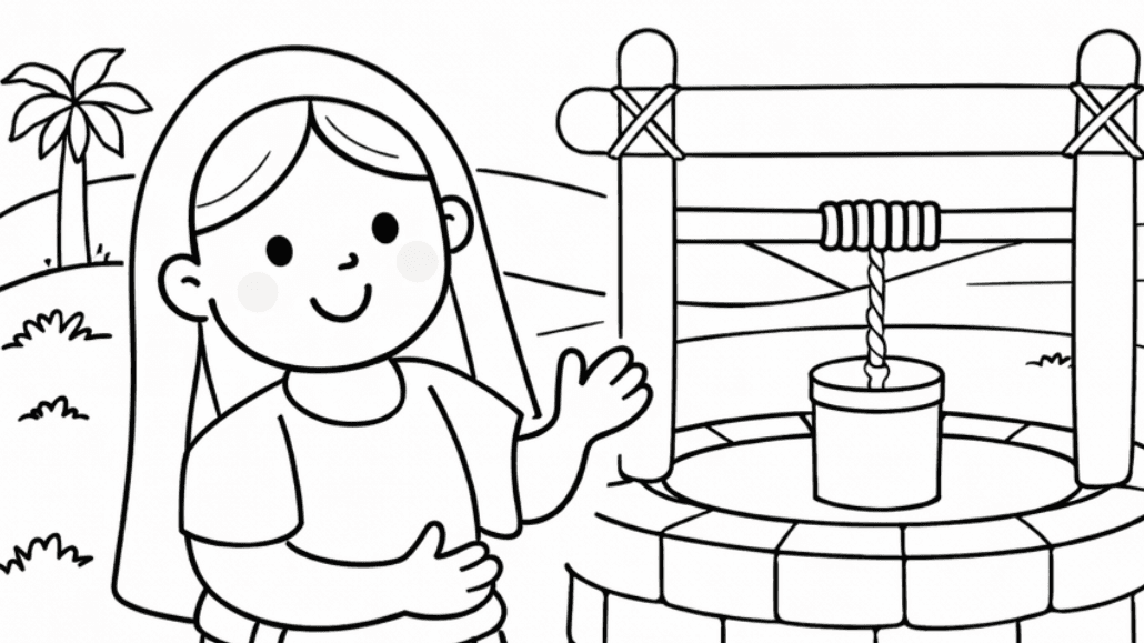 Woman at the Well Coloring Page