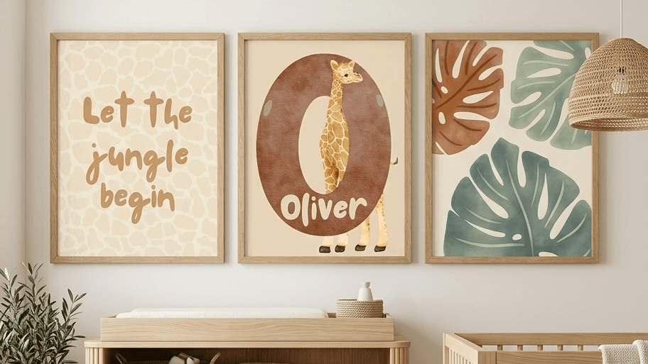 Safari Nursery Name Sign — Custom Baby Wall Art 🦒