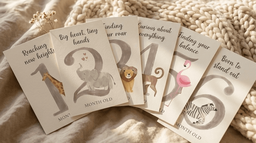 Safari Wild Milestone Cards — Complete Set of 20 