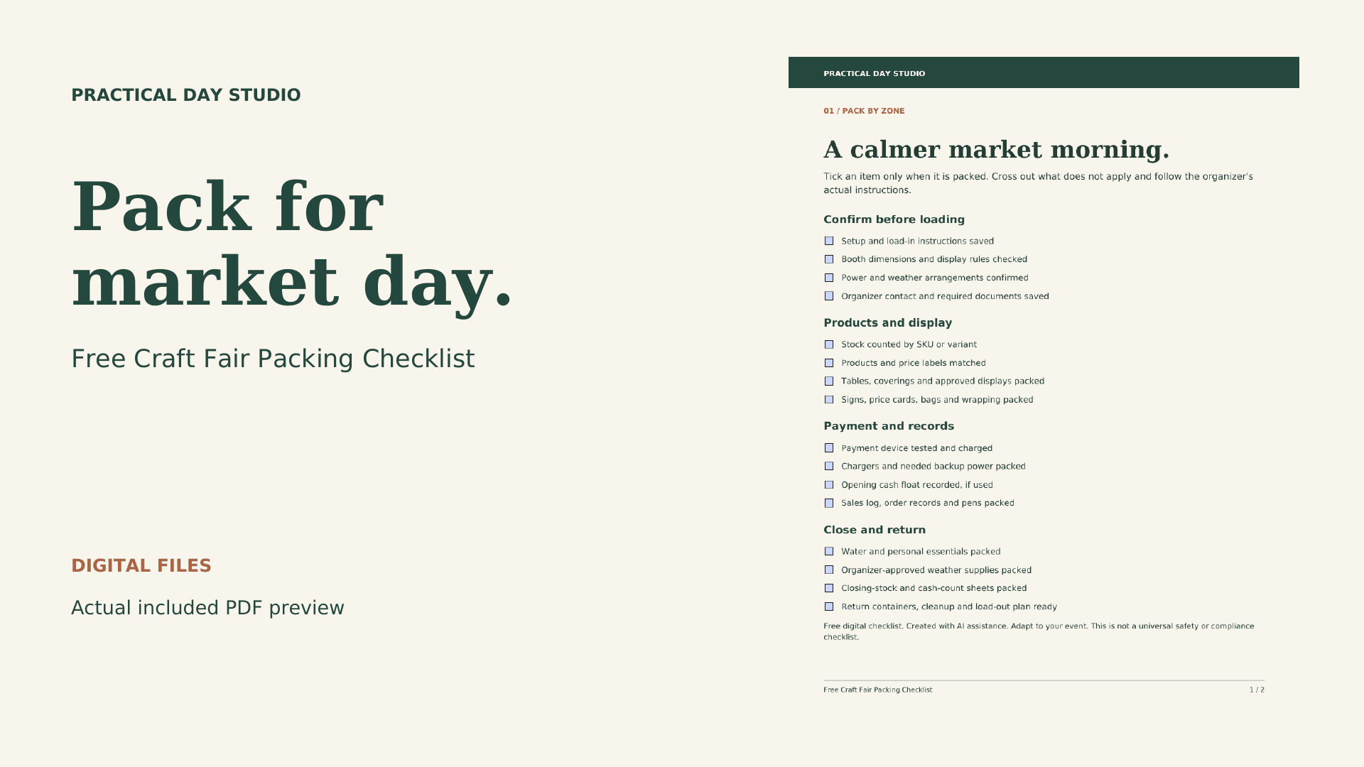 Free Craft Fair Packing Checklist