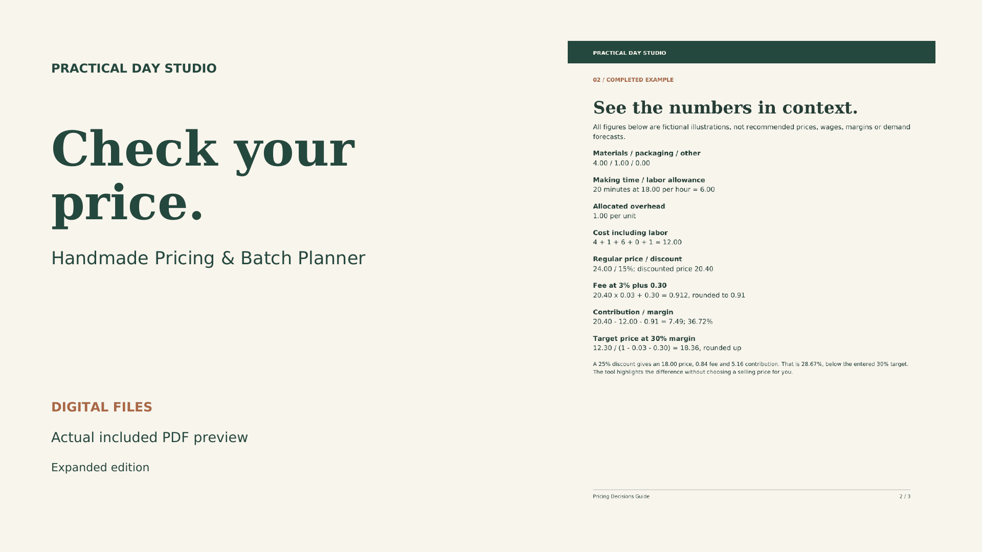 Handmade Pricing & Batch Planner