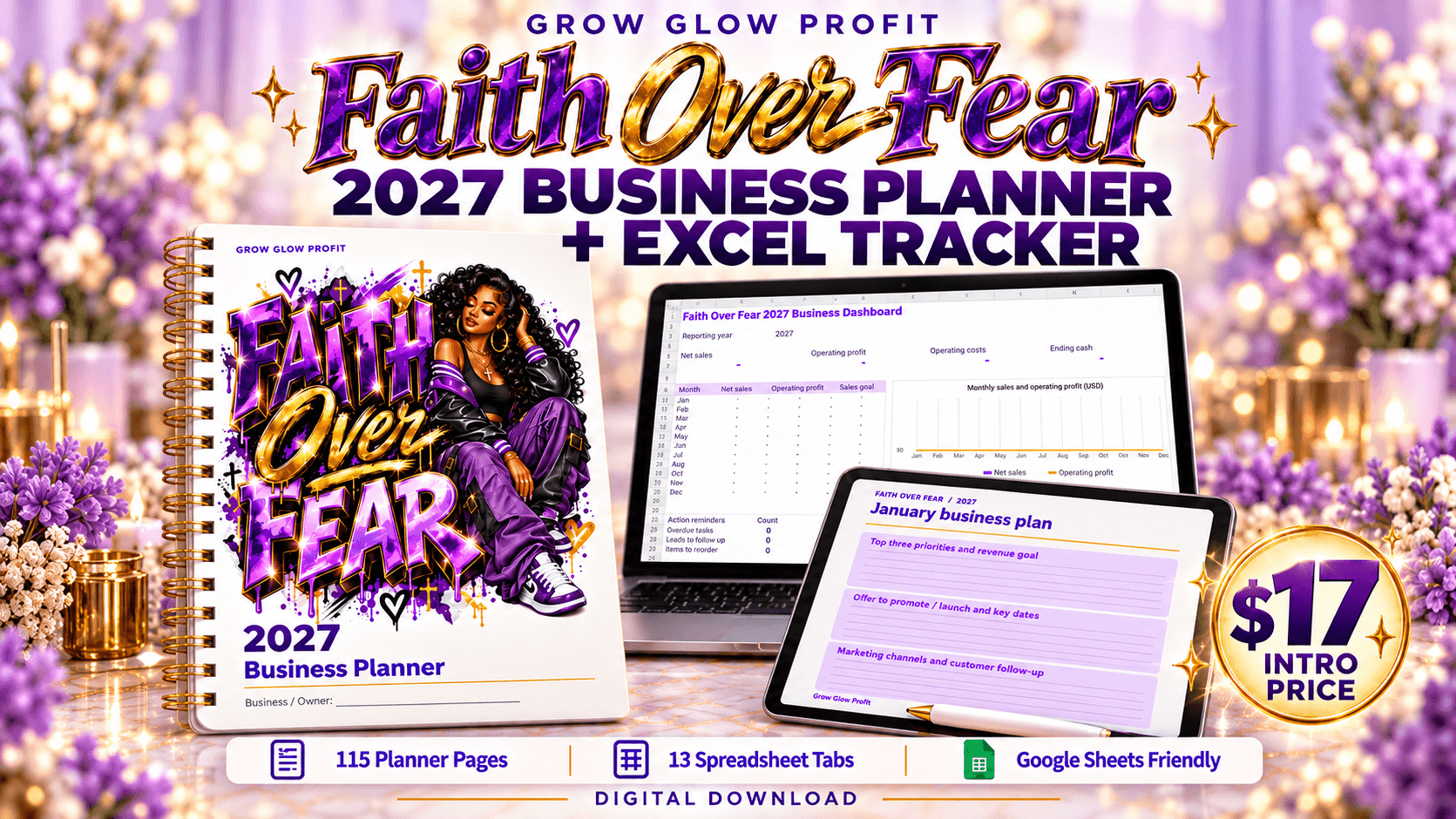 Faith Over Fear 2027 Business Planner + Tracker