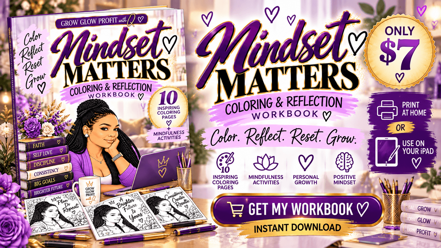  Mindset Matters: Coloring & Reflection Workbook 
