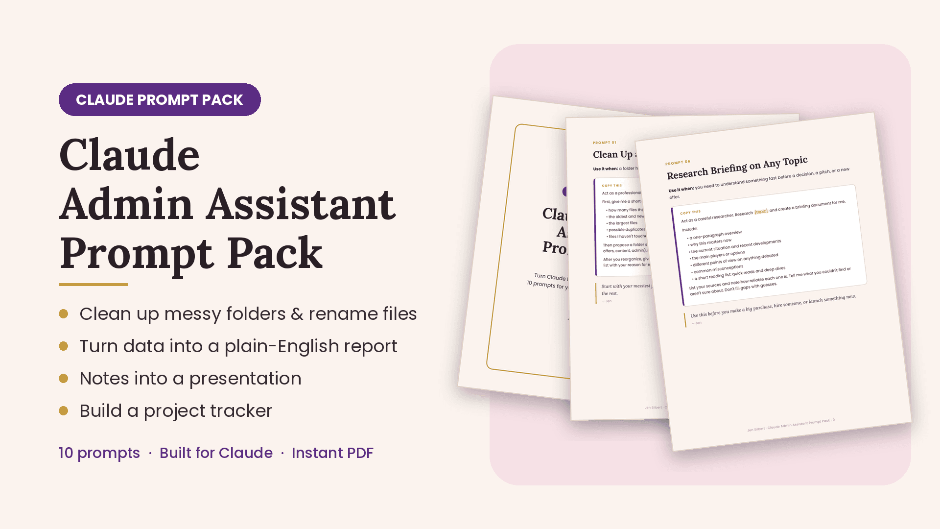 Claude Admin Assistant Prompt Pack