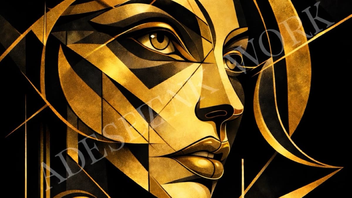 Gold Abstract Face – Printable Digital Art