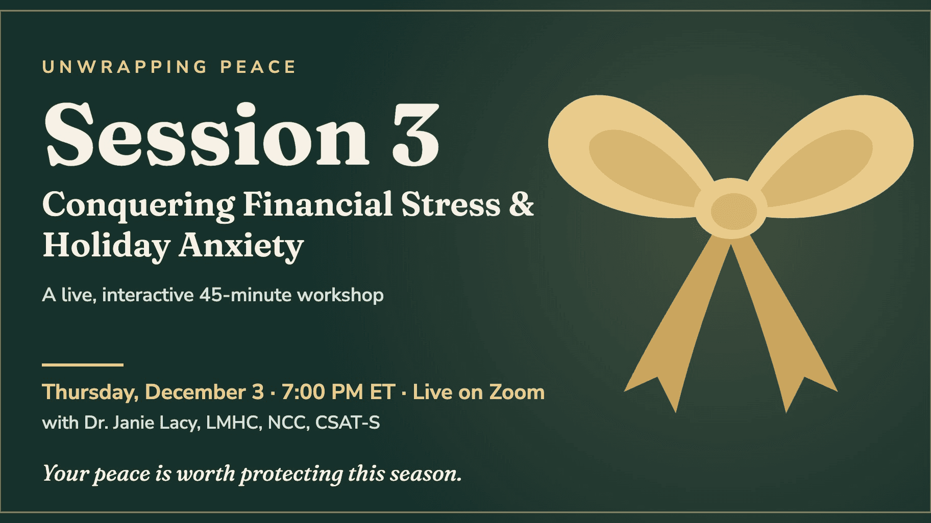 Unwrapping Peace, Session 3: Financial Stress