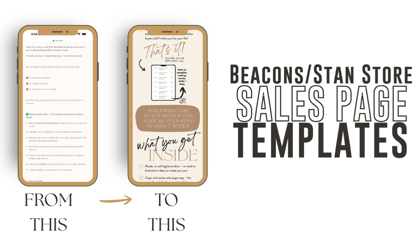 Stan Store / Beacons Sales Page Templates 