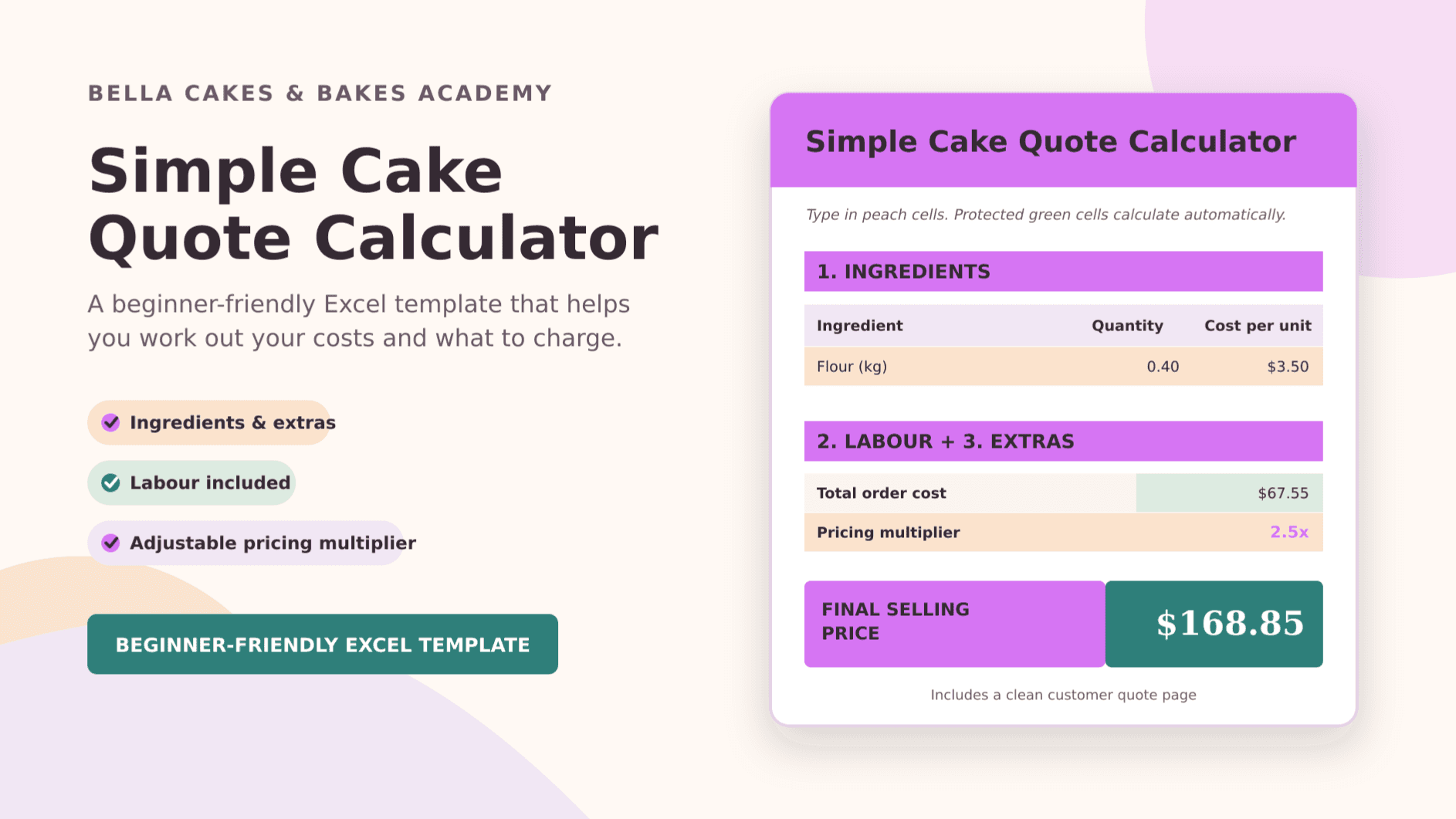 **Simple Cake Quote Calculator for Home Bakers**