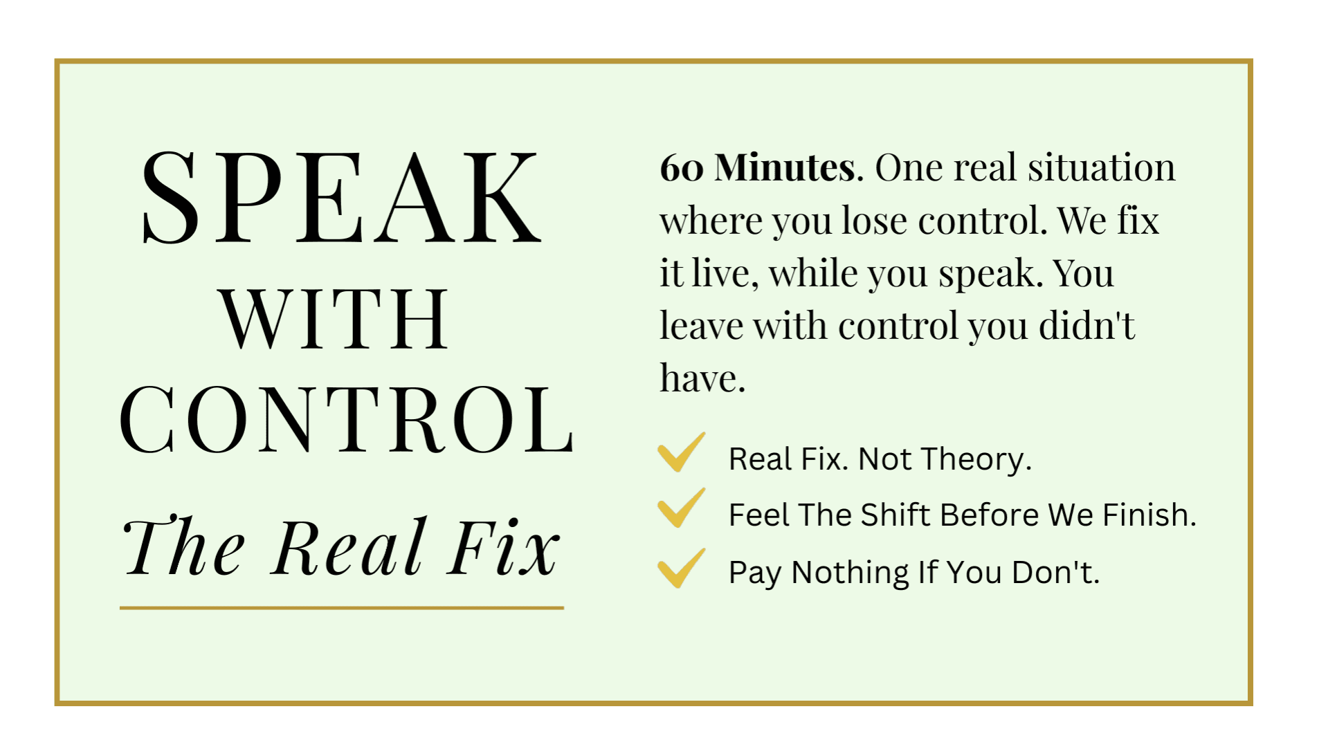 Speak With Control — The Real Fix Session (60min) 