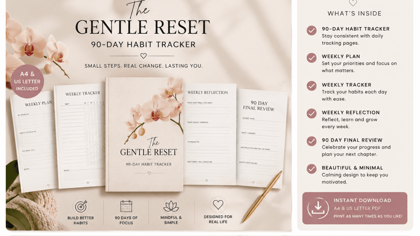 The Gentle Reset – 90-Day Habit Tracker