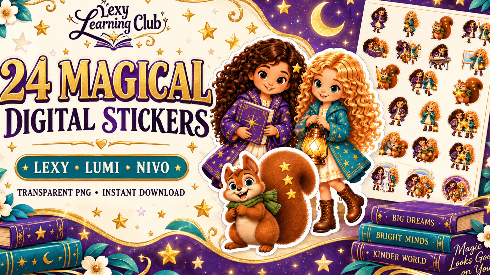 Lexy, Lumi & Nivo – 24 Magical Digital Stickers