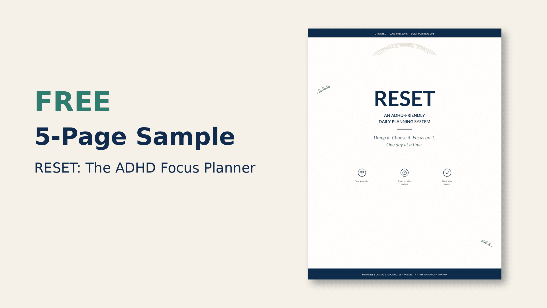 FREE RESET Planner Sample (5 Pages)
