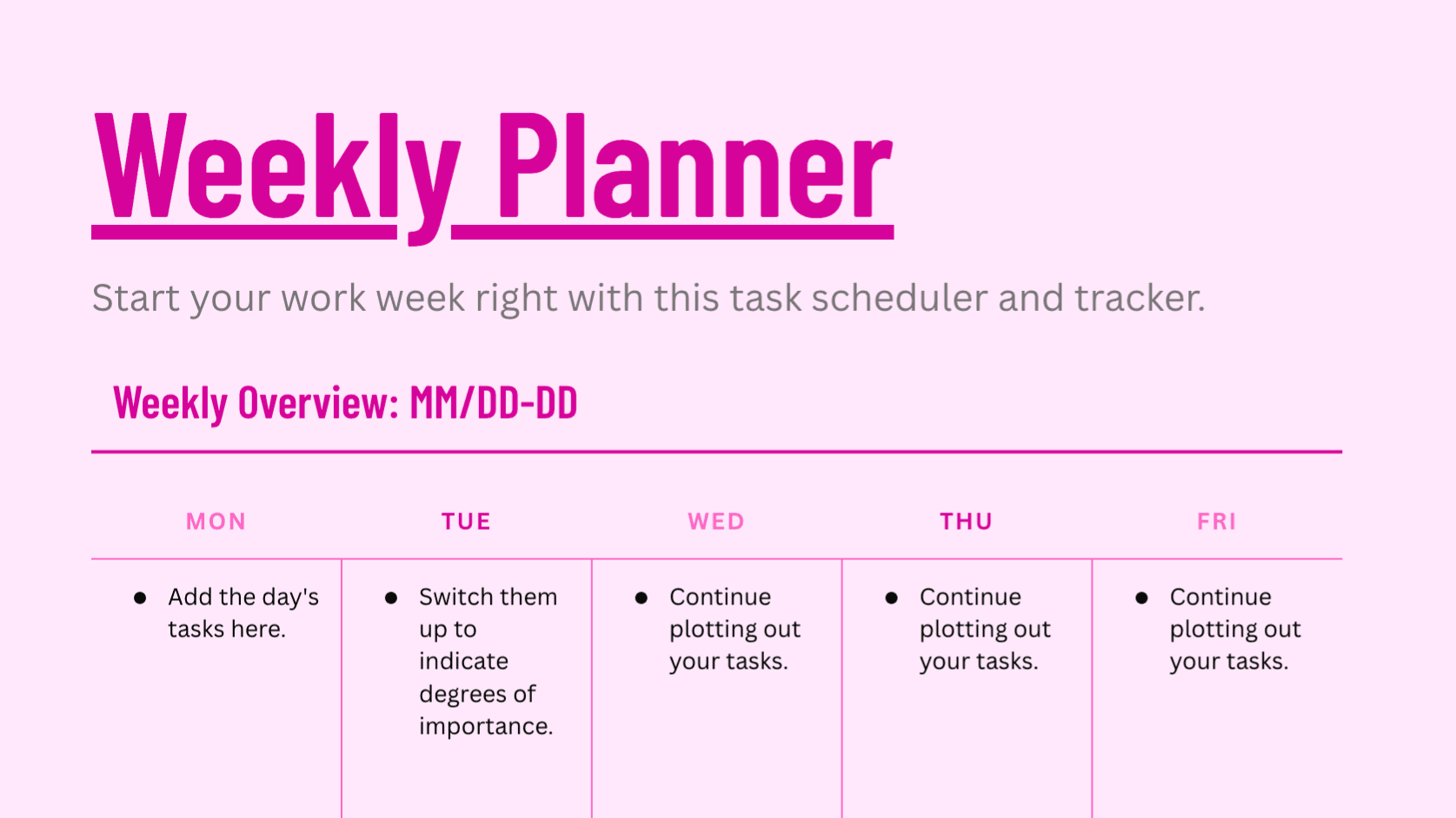 Get Your Weekly Planner Now!