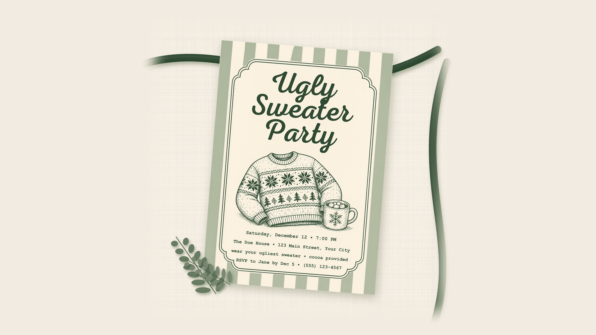 Ugly Sweater Party Invite, Canva Template