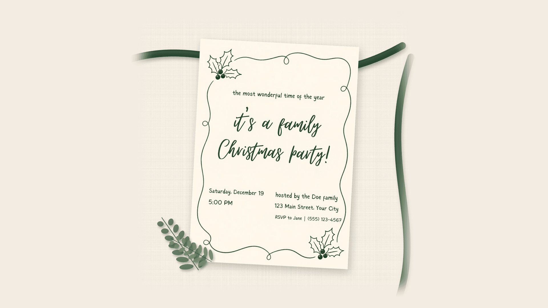 Family Christmas Party Invite, Canva Template