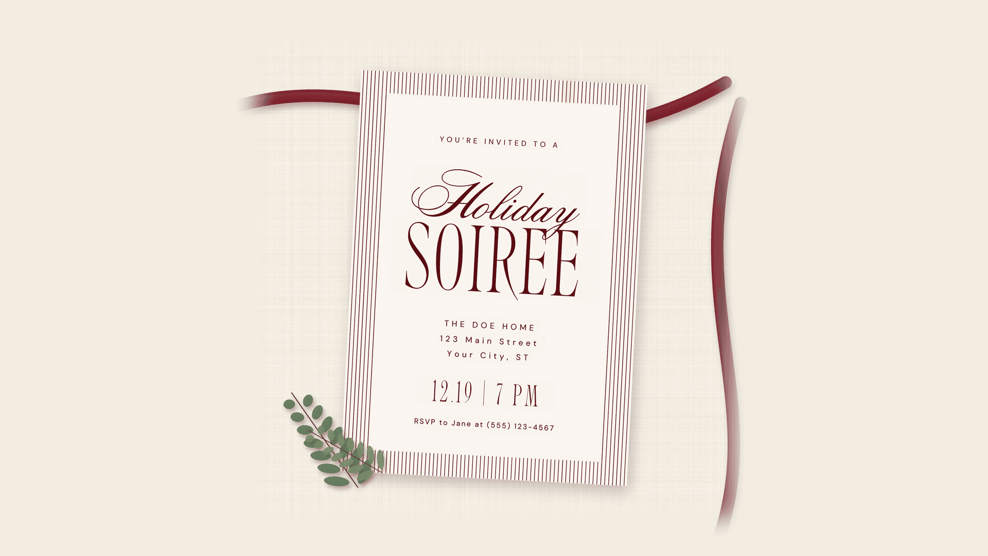 Holiday Soiree Invitation, Canva Template
