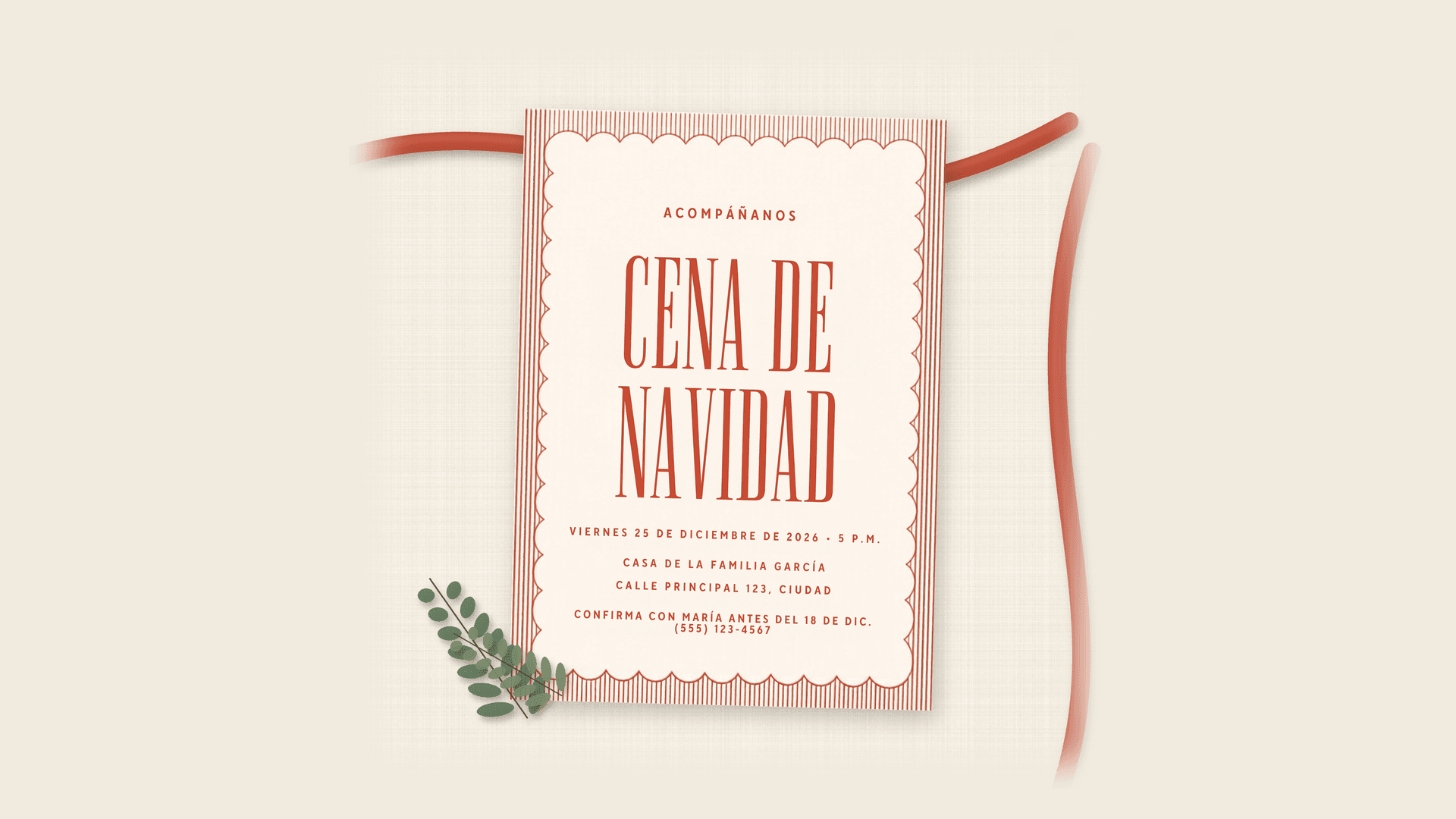 Invitación Cena de Navidad | Spanish Dinner Invite
