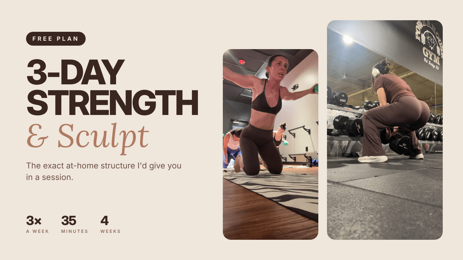 FREE at home Strength & Sculpt Plan 🤍