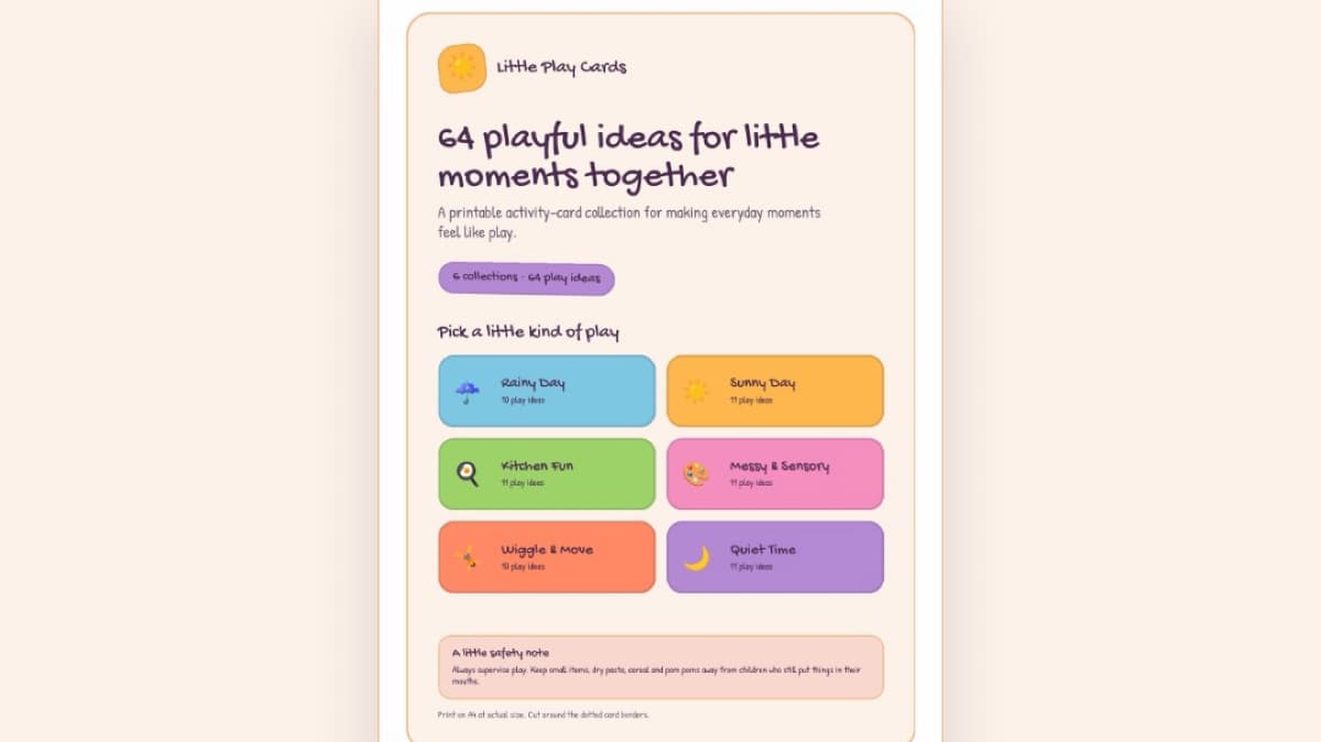 Little Play Cards — 64 Toddler Activities 