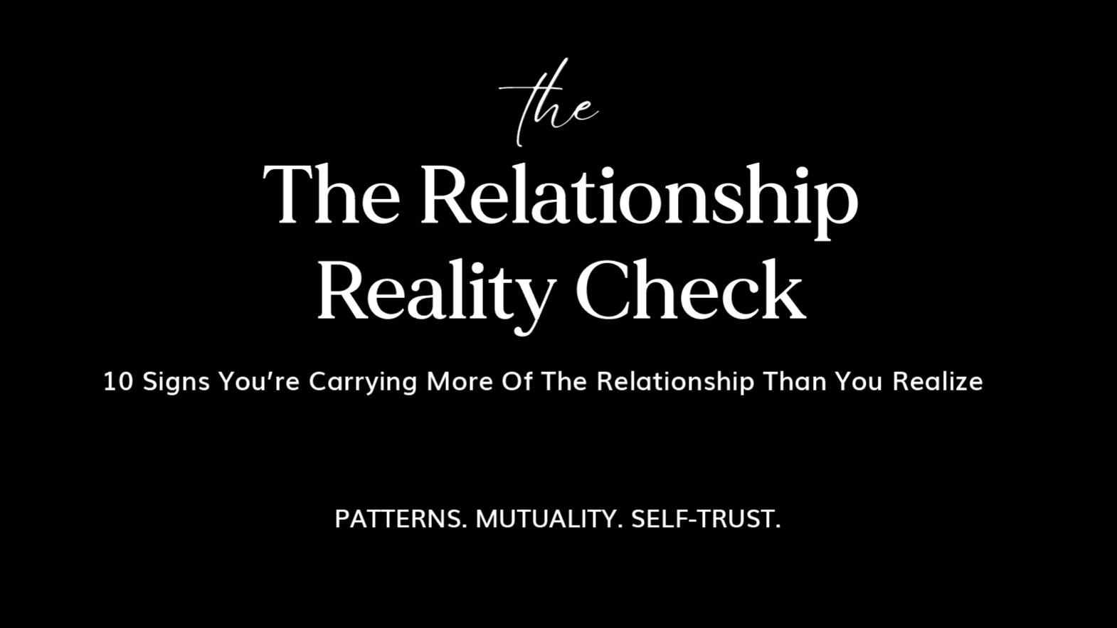 The Relationship Reality Check