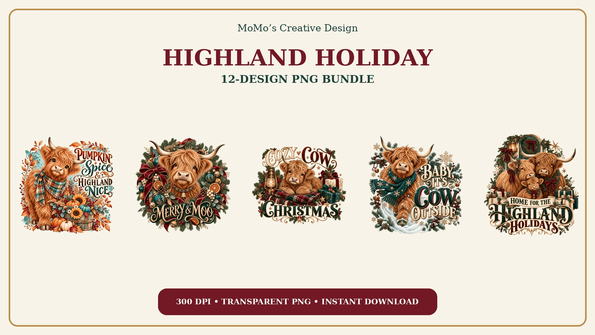 Highland Holiday: 12 PNG Designs